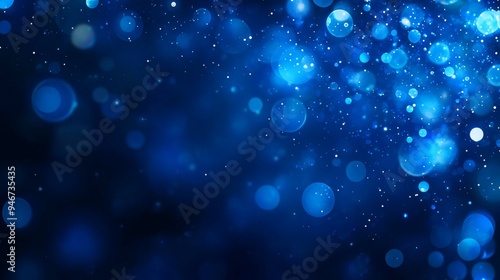 The Christmas blue background is made up of abstract magic light and bokeh. 3D rendering. photo