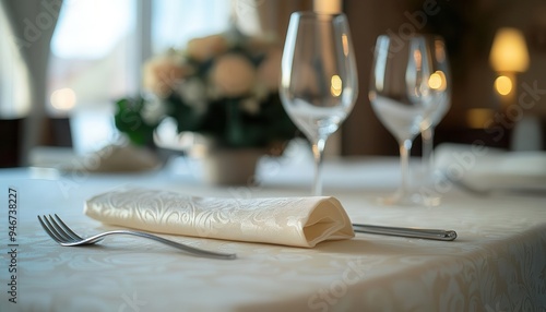 Wallpaper Mural Tablecloth with pattern spread across a dining table, ready for a meal Torontodigital.ca