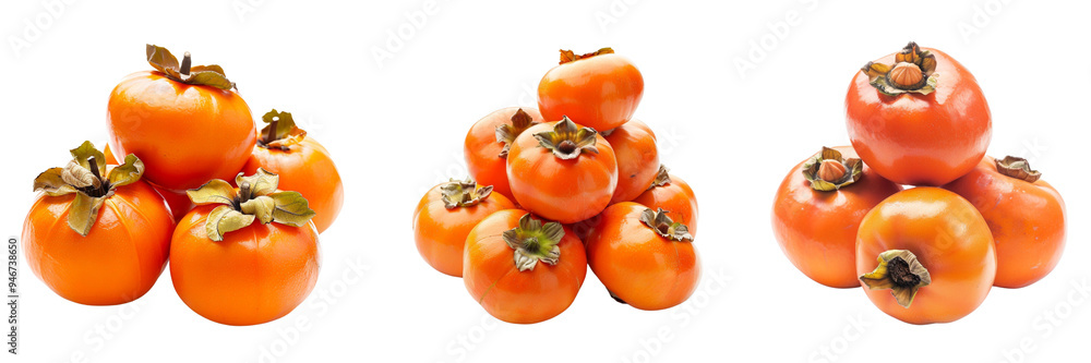 Set of Ripe Persimmon or Kaki isolated on a transparent background Set of Ripe Persimmon or Kaki isolated on a transparent background