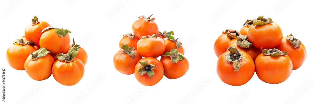 Set of Ripe Persimmon or Kaki isolated on a transparent background Set of Ripe Persimmon or Kaki isolated on a transparent background