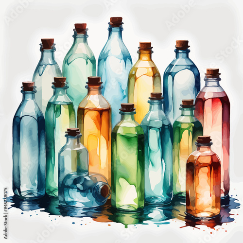 Bottle Ilustration Painting Background Very Cool