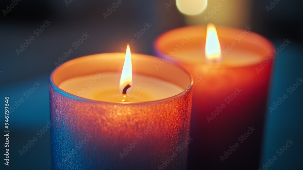 macro shot photography of two votive candles