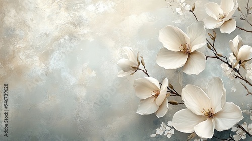 Refined 3D floral wallpaper with soft tones and intricate patterns for a luxurious look background