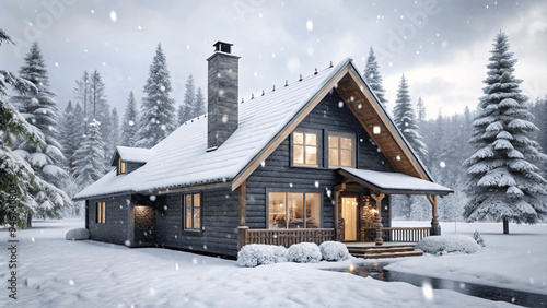 Wallpaper Mural a ultra realistic detailed cozy cabin in the snowy forest Torontodigital.ca
