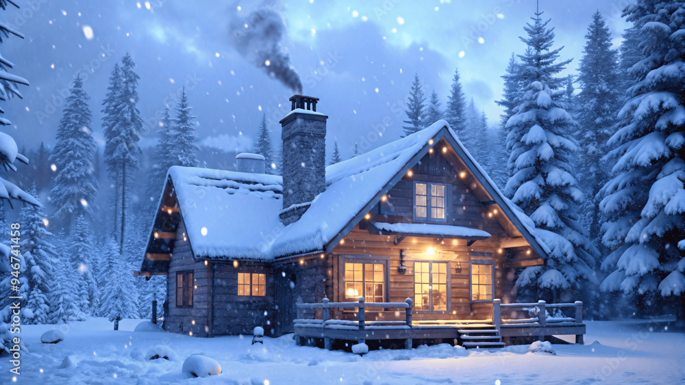 a ultra realistic detailed cozy cabin in the snowy forest a ultra realistic detailed cozy cabin in the snowy forest