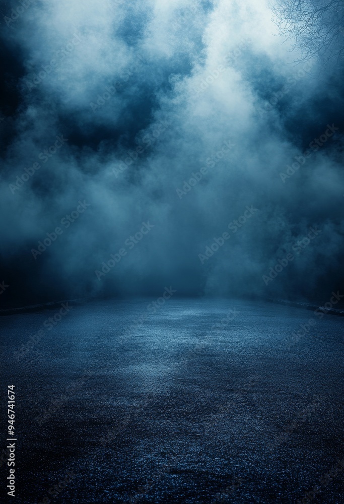 Dark street reflection on wet asphalt. Neon lights, neon figures, smoke. Background of empty stage show. Abstract dark background. Dark street reflection on wet asphalt. Neon lights, neon figures, smoke. Background of empty stage show. Abstract dark background.
