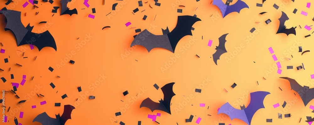 halloween bats on orange background. halloween bats on orange background.