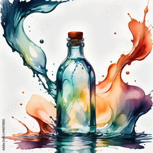 Bottle Ilustration Painting Background Very Cool