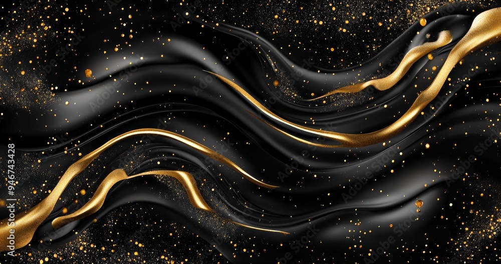 Gold and black fluid splashes, swirls on white, luxury golden flows. Luxury gold background dynamic flow wave 3d. Gold and black fluid splashes, swirls on white, luxury golden flows. Luxury gold background dynamic flow wave 3d.