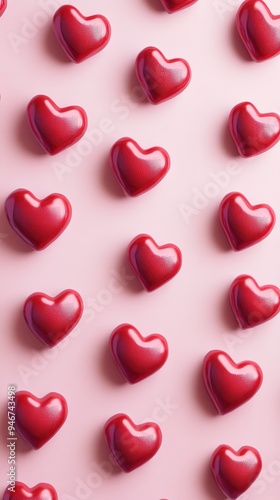 Illustration of a minimalist pattern of hearts on a pink background