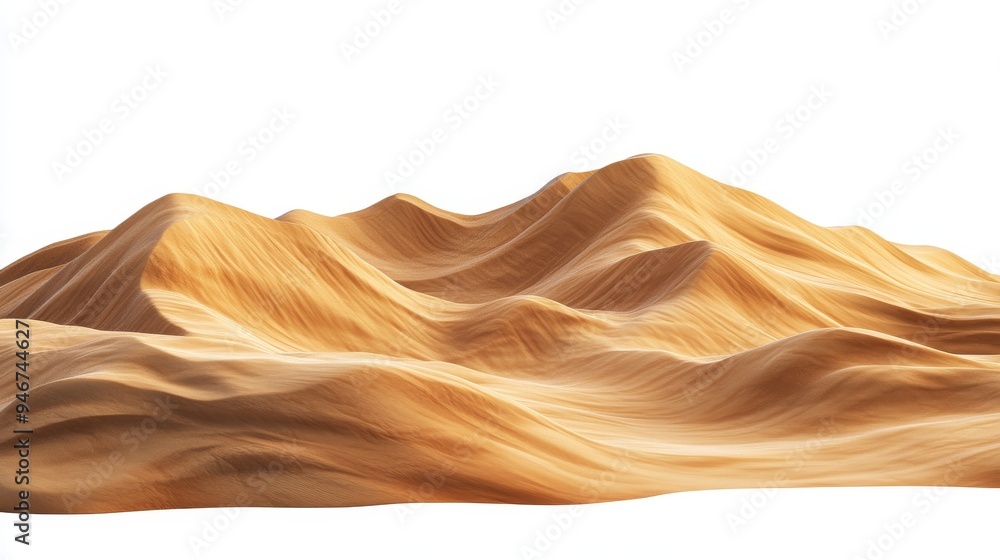 White background with desert sand piles and dune isolated on it White background with desert sand piles and dune isolated on it