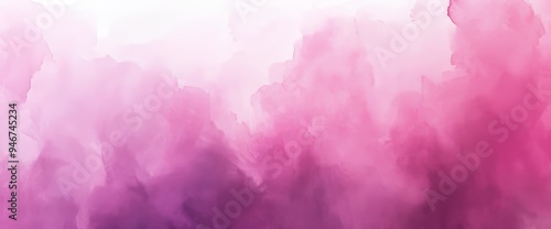 Color splash design with fringe bleed stains and blobs on pink and white watercolor background with abstract cloudy sky concept photo