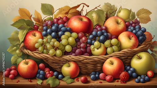 a cornucopia full of fruits, ai-generatet