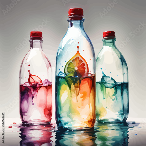 Bottle Ilustration Painting Background Very Cool