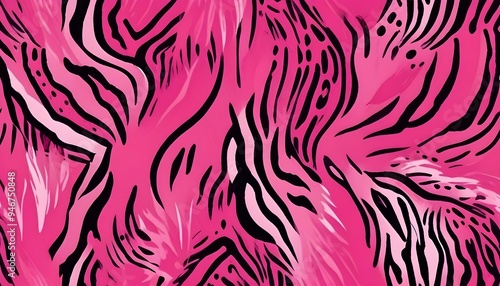 Pink Animal Pattern Safari Jungle Wild Print Background Colorful Graphic Design