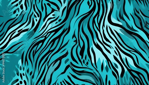 Turquoise Animal Pattern Safari Jungle Wild Print Background Colorful Graphic Design