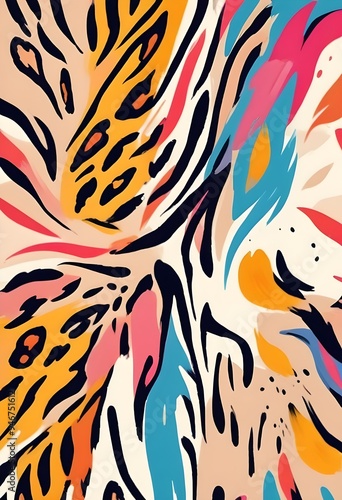 Animal Pattern Safari Jungle Wild Print Background Colorful Graphic Design