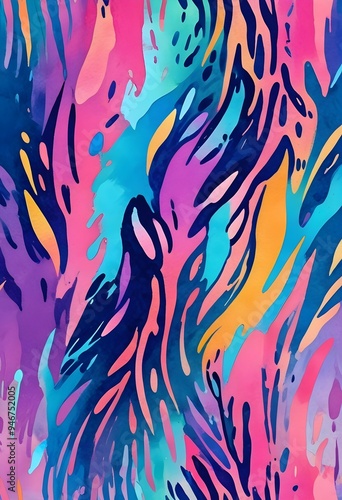 Animal Pattern Safari Jungle Wild Print Background Colorful Graphic Design