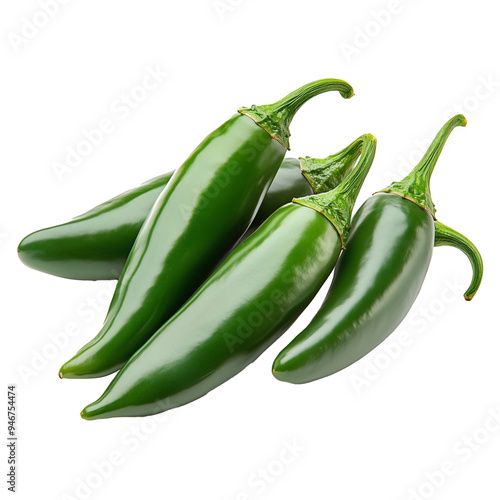 Fresh Serrano Peppers Green Chili Isolated on Transparent Background