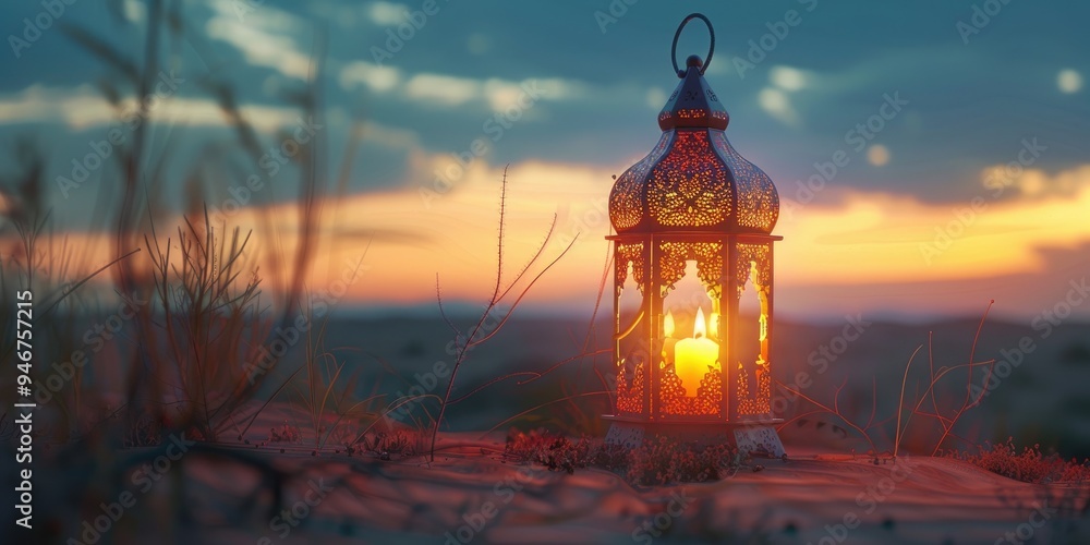 Eid Al Fitr lantern in the desert Eid Al Fitr lantern in the desert