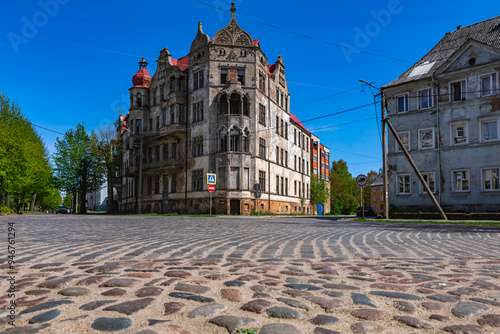 Sovetsk, Kaliningrad region, Russia, May 10, 2022 Old historic abandoned house photo