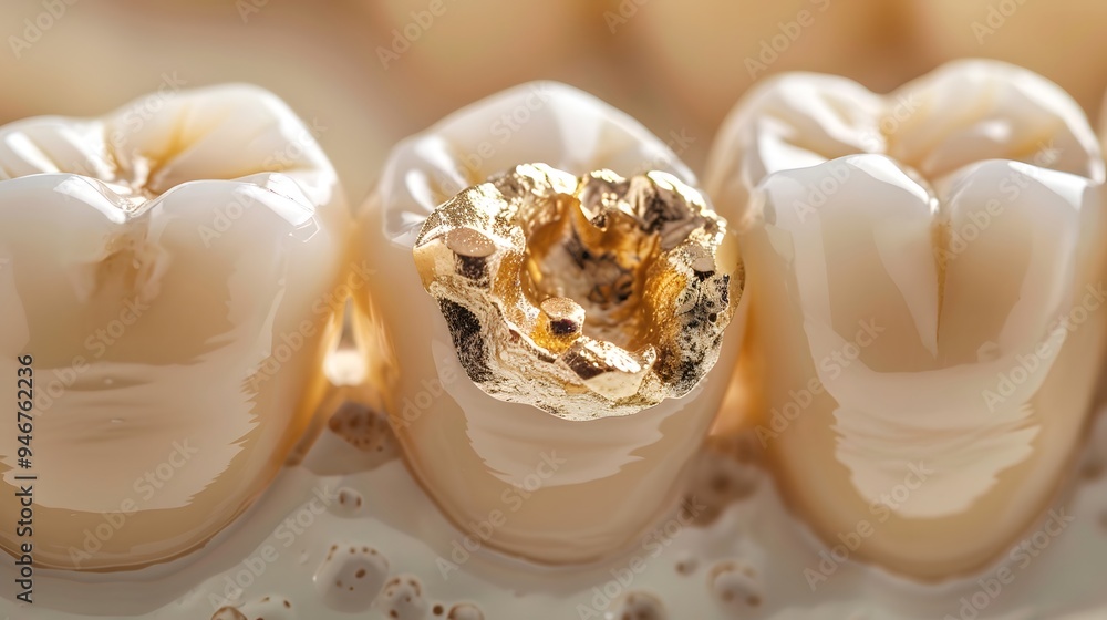 Dental gold fillings used to fill cavities on teeth Dental gold fillings used to fill cavities on teeth