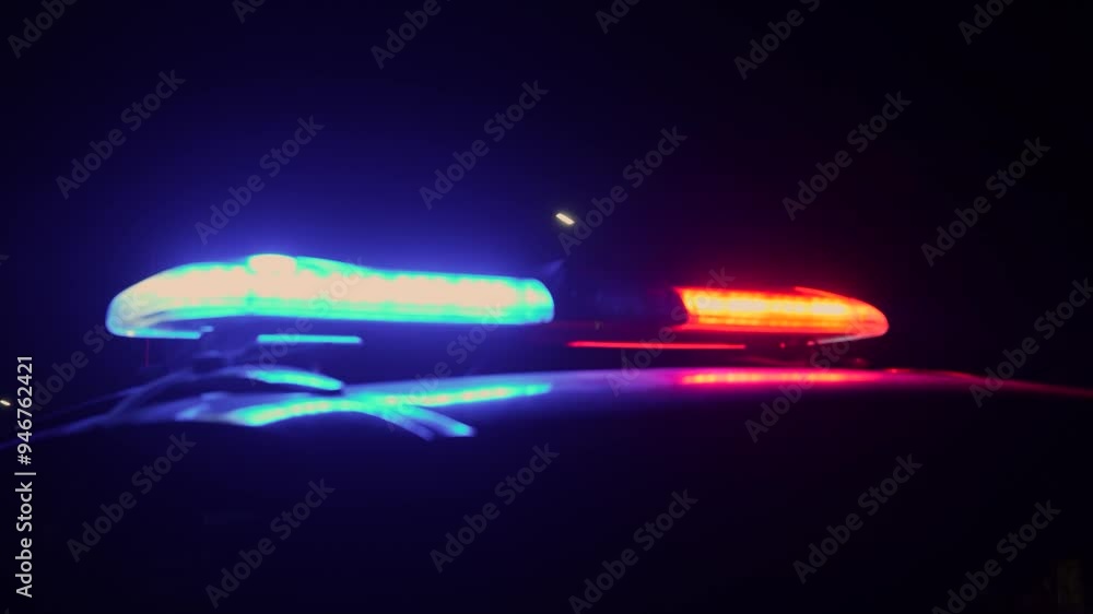 custom made wallpaper toronto digital Red and blue lights of a police car close up, stock video footage