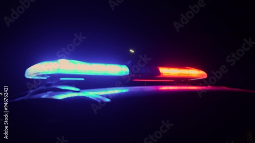  Red and blue lights of a police car close up, stock video footage