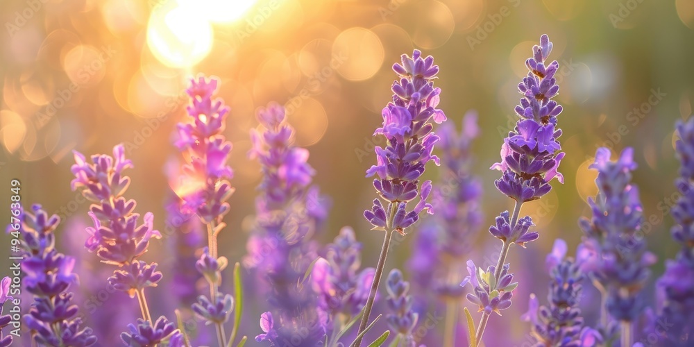 Fototapeta premium Photo of lavender plant flowers with shallow depth of field