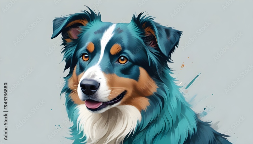 Fototapeta premium Colorful Dog Portrait Painting Beautiful Dogs Animal Background Graphic Design