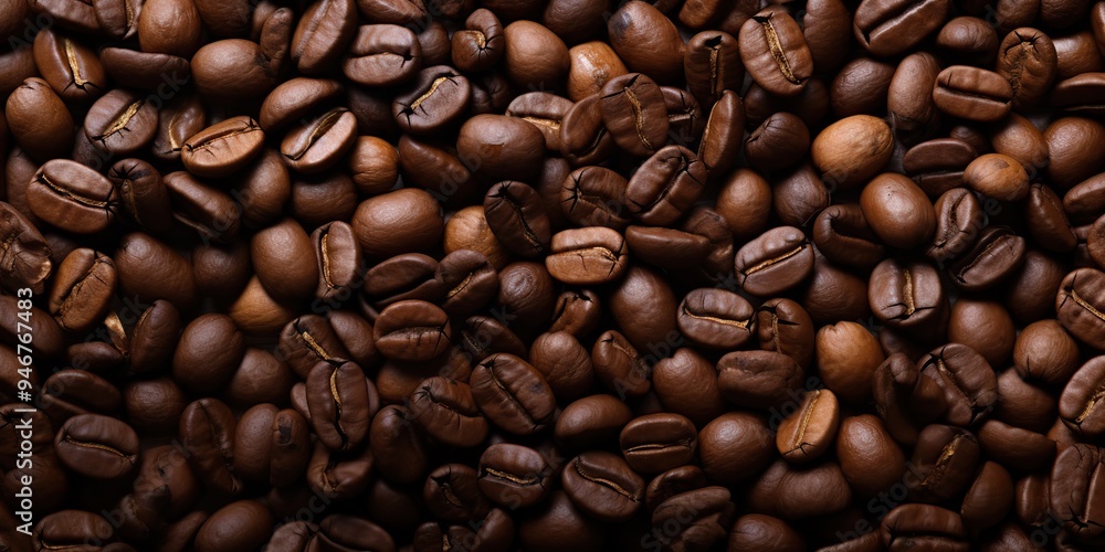 Fototapeta premium coffee beans background decorative top view scene
