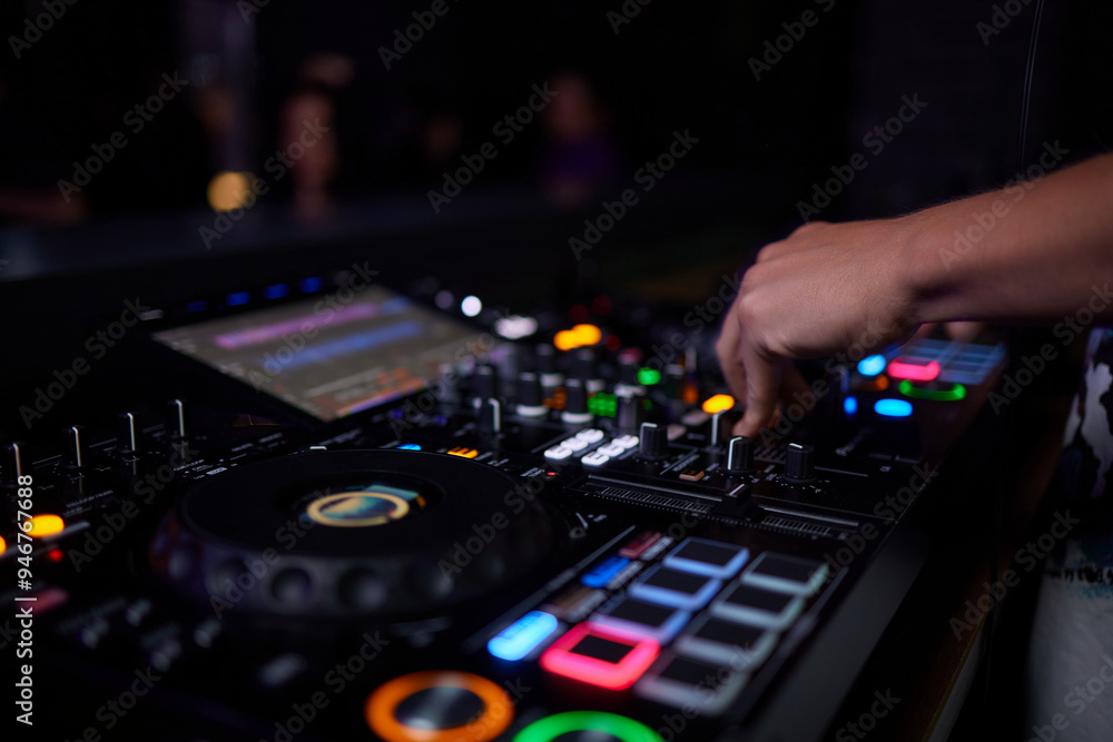 Audio Mixing Console in a Recording Studio with advanced sound production capabilities Audio Mixing Console in a Recording Studio with advanced sound production capabilities