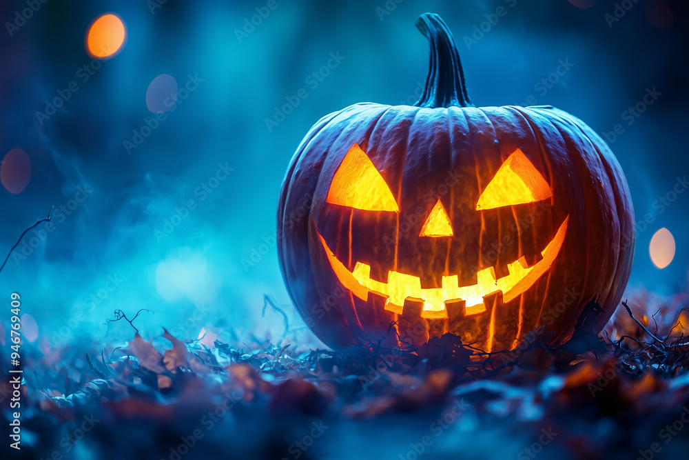 Glowing Jack-O-Lantern: A Spooky Halloween Pumpkin Glowing Jack-O-Lantern: A Spooky Halloween Pumpkin