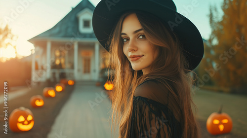 A chic Halloween porch at t...