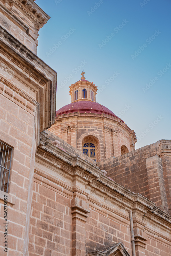 Beautiful cathedral with red dome in Mellieha, Malta Island, Mediterranean Sea Beautiful cathedral with red dome in Mellieha, Malta Island, Mediterranean Sea