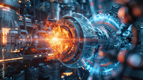 Futuristic Fusion Reactor Technology with Glowing Energy Core