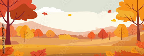 Illustration vectorielle d'un paysage d'automne.