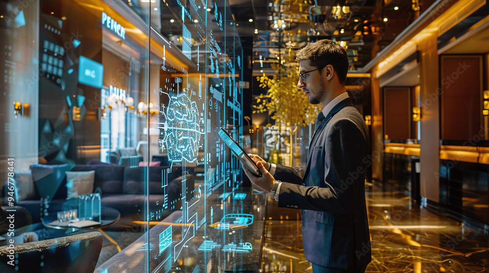 Digital Interaction in a High-Tech Hotel Lobby with Holographic Interface