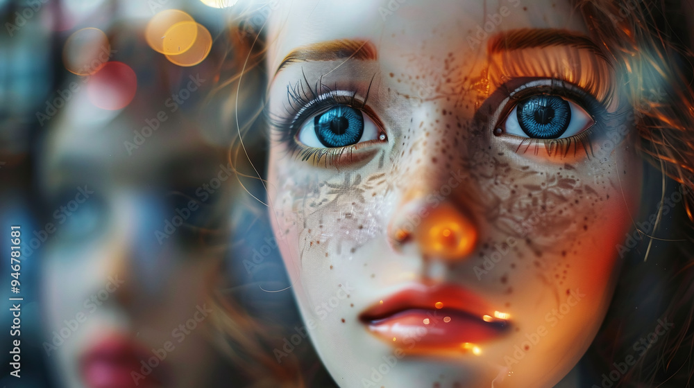 Realistic Android Face with Blue Eyes Realistic Android Face with Blue Eyes