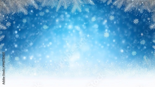 Christmas Blue Background with Snow