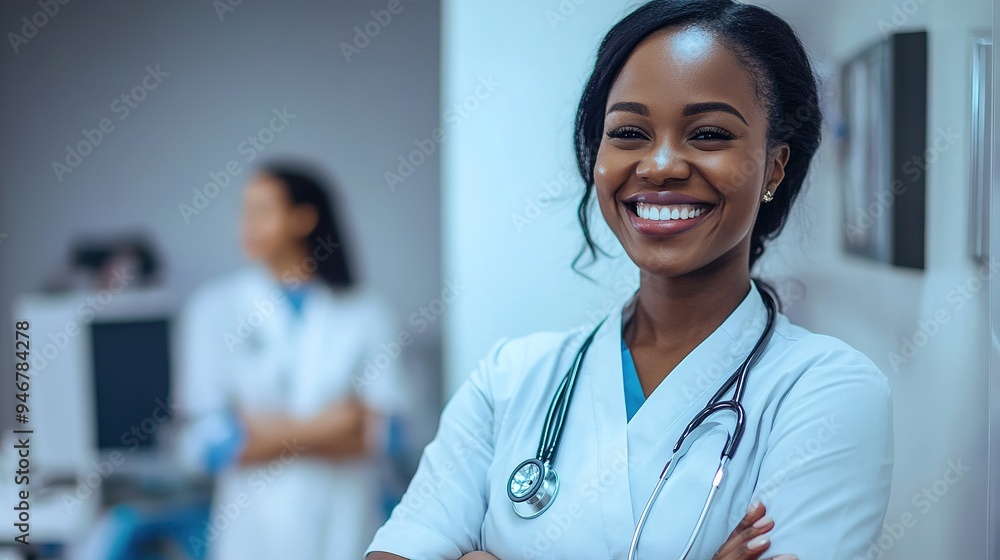 Portrait and surgeon with black woman, arms crossed and confidence of medical doctor job. Hospital, smile and healthcare professional with stethoscope and cardiology clinic employee at work. Portrait and surgeon with black woman, arms crossed and confidence of medical doctor job. Hospital, smile and healthcare professional with stethoscope and cardiology clinic employee at work.