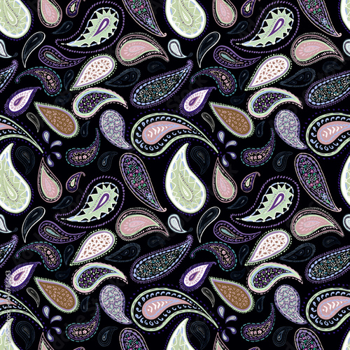 Paisley Ethnic Floral Hand Drawn Seamless Pattern
