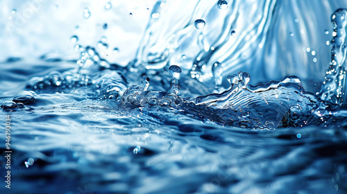 Close-Up of Water Splashing with Dynamic Motion in a Fresh Stream 