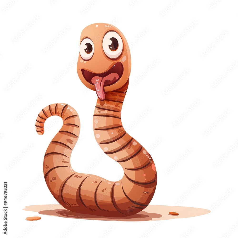 Fototapeta premium Earthworm Spirit animal cartoon isolated whitebackground 16:9