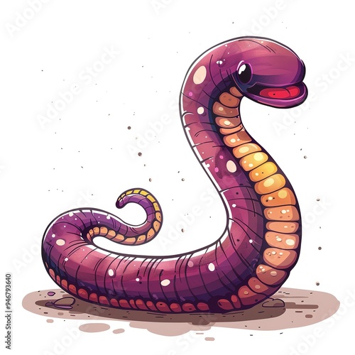 Earthworm Void/Space element animal cartoon isolated whitebackground 16:9