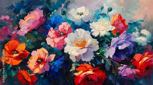 Fototapeta Naklejka Na Ścianę i Meble -  Oil painting of flowers