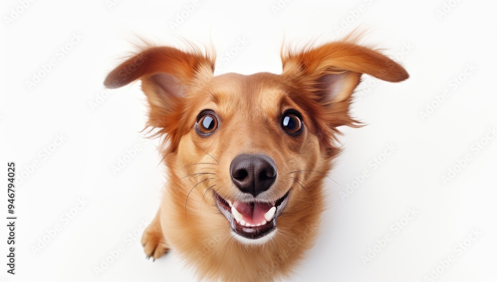 Happy dog flying into the air, isolated on white. Happy dog flying into the air, isolated on white.