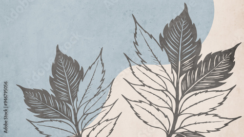 Botanical background. Abstract plant shapes. Minimalist illustration for printing on wall decorations.