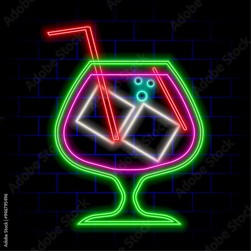 Lemonade neon sign on brick wall background.