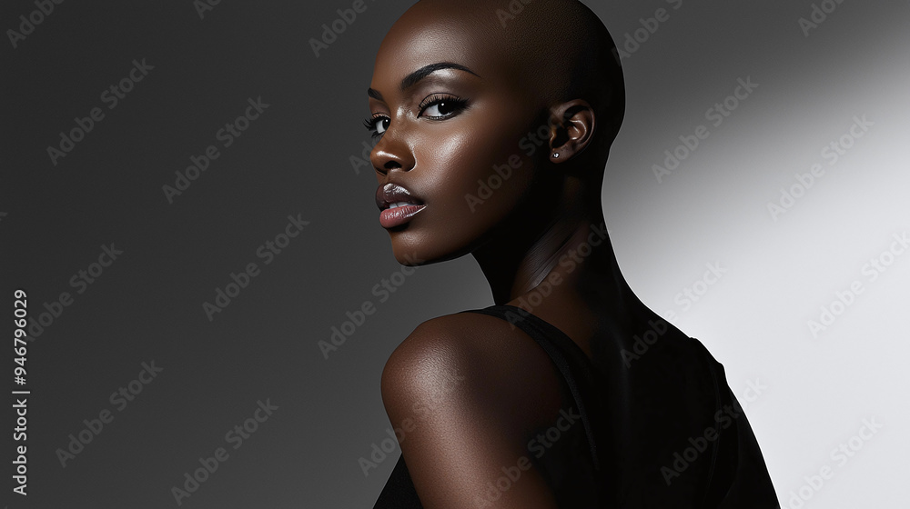 professional bald black female fashion model, showcasing her bold attitude professional bald black female fashion model, showcasing her bold attitude